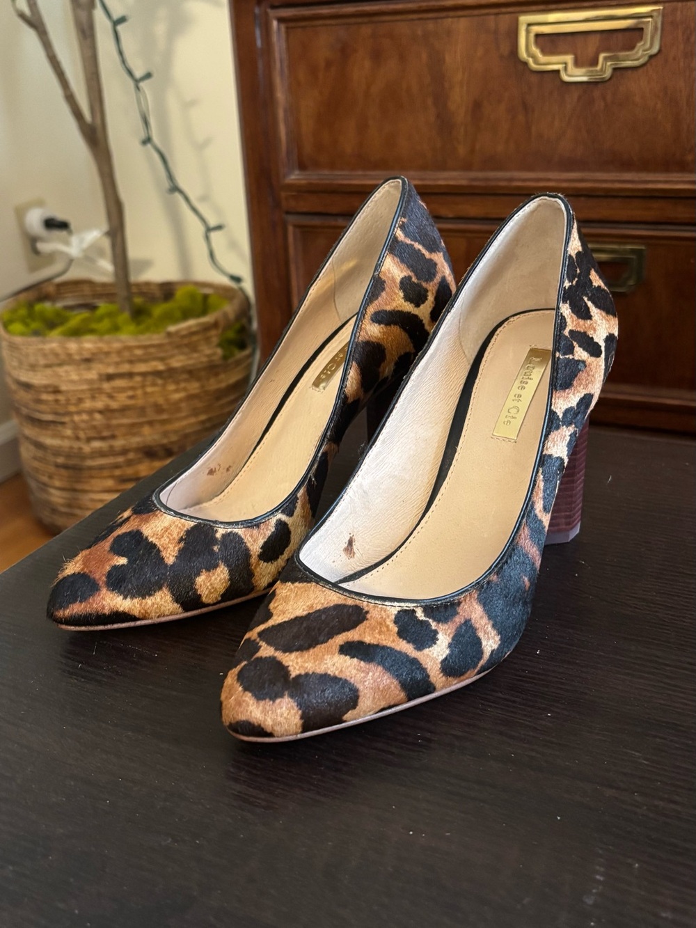 Louise et Cie Leopard print block heel pumps